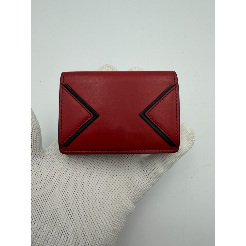 Givenchy Paris Trifold Wallet Men's Red Leather Black Trim Fashion Card Holder - Picture 11 of 12